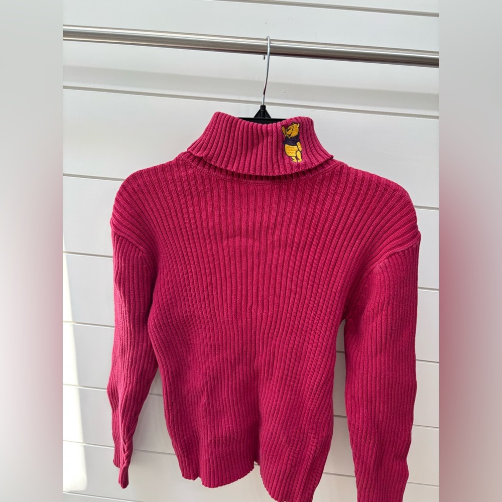 Disney Pink Cowl Neck Sweater with Ribbed Knit